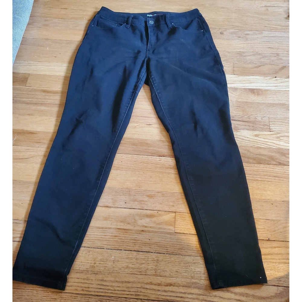 Style & Co Womens Black Skinny Leg Denim Jeans Size 8 Stretch Five Pocket